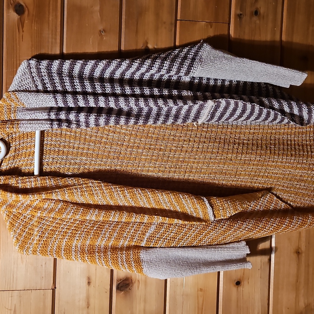 Hem & Thread Boutique Striped| Open-Front Cardigan Sweater| Size Medium